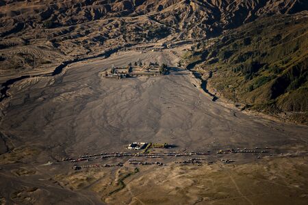 Hindu temple at the Bromo volcano mountain hillの写真素材