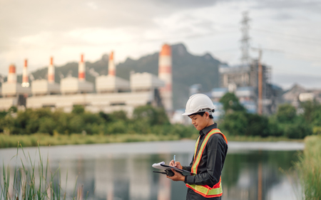 Asian male power plant engineer is workingの写真素材