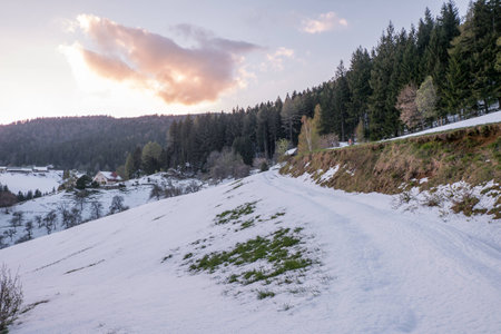 Snowy hillsの写真素材