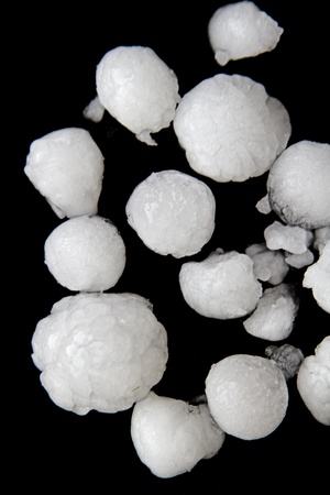 Large hailstones on a black background