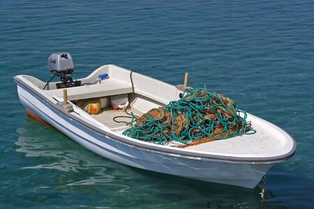 White fishing boatの写真素材