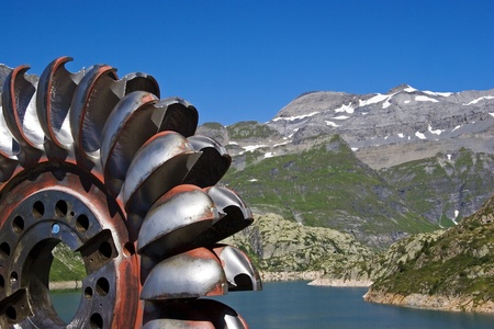 An old turbine wheelの写真素材