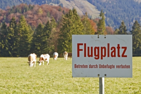 Detourned airfield - the landing and launch site of the small airport in the meantime Geitau used as pastureの写真素材