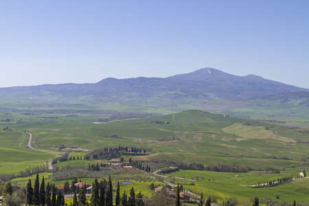 TTuscan landscape in the Val Orcia in Tuscany with Monte Amiataの写真素材
