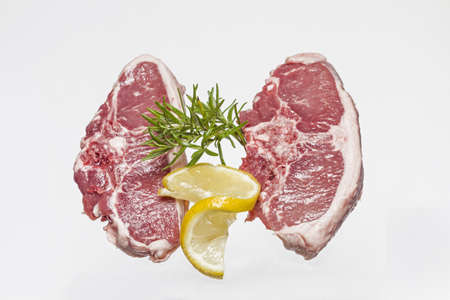 Raw lamb Chop waiting for its preparationの写真素材