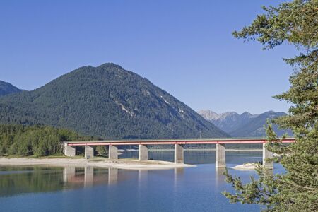 Bridge over the Sylvenstein Reservoirの写真素材