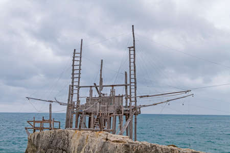 Trabucco near the wild Gargano coastの写真素材