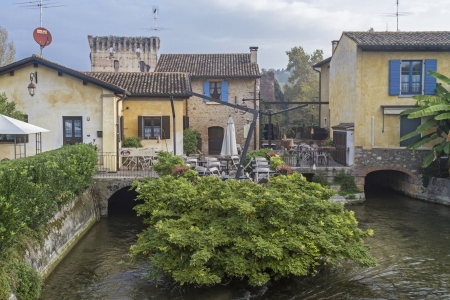 Borghetto near the river Mincioのeditorial素材