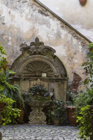  idyllic fountain in the center of Tuscaniaの写真素材