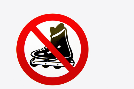 Driving forbidden with roller skates and roller bladesの写真素材