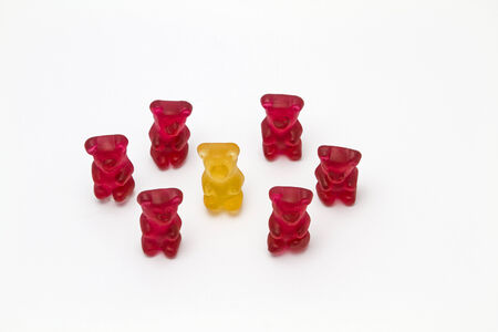 Symbolic picture with gummy bears - Chef in the middle of his team