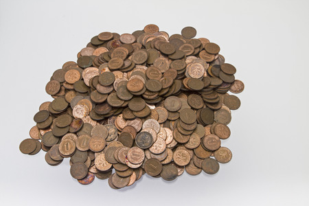 Penny mountain lying on white background