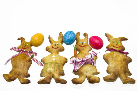 Hare figures made   from yeast dough and baked brown crisp