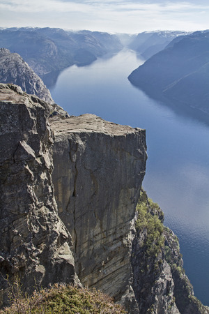 Preikestolen - most popular and busiest hike in Norway and Scandinavia a must for every traveler の写真素材
