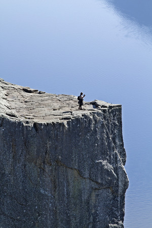 Preikestolen - most popular and busiest hike in Norway and Scandinavia a must for every travelerの写真素材