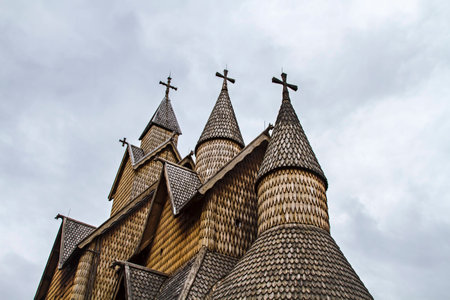 The Stave Church Heddal is around 26 meters height, the Biggest in its kind in Norwayの写真素材