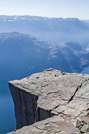 Preikestolen - most popular and busiest hike in Norway and Scandinavia a must for every travelerの写真素材