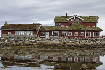 Also, new and modern buildings are built still in traditional Norwegian styleのeditorial素材