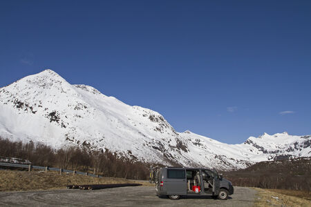 Trip with the camper through the islands of Lofotenの写真素材