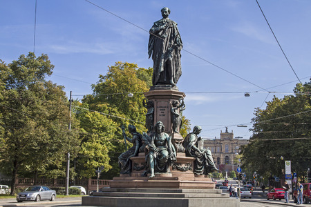 The Maxmonument in Munich stands on a ttraffic island in the Maximilian street in the Lehel district.のeditorial素材