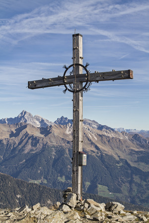 Summit cross of Jaufenspitze in South Tyrolのeditorial素材