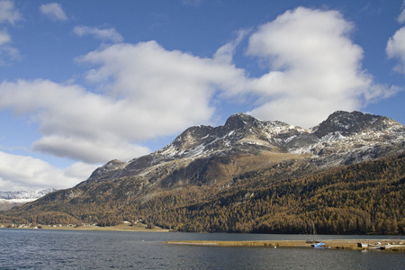 Lake Silvaplana in the Upper Engadine is drained by the Inn and belongs to the Engadine lakes