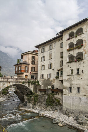 Chiavenna - major transportation hub in the Italian Ticinoのeditorial素材
