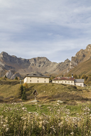 Hospice San Bartolomeo - historic inn for hikers and travelers on the Passo Tonaleの写真素材