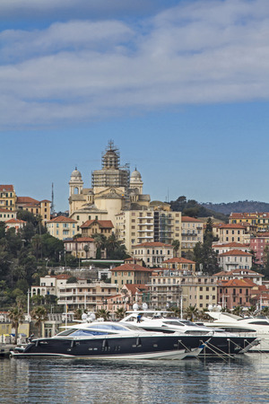 The provincial capital Imperia consists of the eastern Oneglia and the district of Porto Maurizioの写真素材