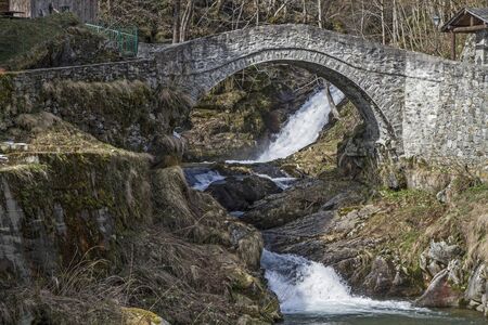 Historic bridge in San Giuseppe in Val Sermenzaの写真素材