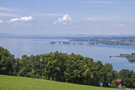 View from the Pfaender on the eastern Lake Constance and Lindauの写真素材