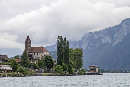 Brienz is a village in the canton of Bern and lies directly on the eponymous Lake Brienzの写真素材