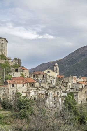 Balestrino -  its medieval town center is left because  a landslide in 1950 ddestroyed the housesの写真素材