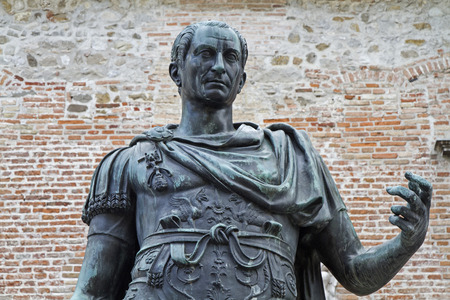 Statue of the city founder Julius Caesar before the City Council in Cividale del Friuliのeditorial素材