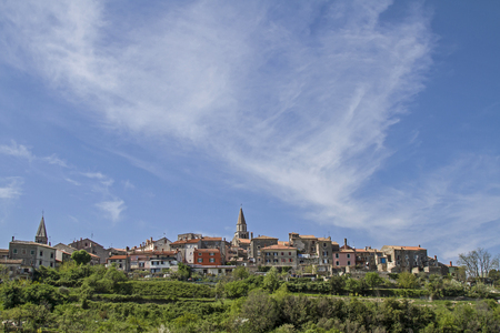Buje - idyllic small town on a hill high above the Mirna Valleyの写真素材
