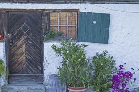 Detail of a mountain hut on the Neureuth in the Tegernsee Alpsの写真素材