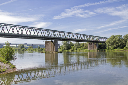 Highway, railway and road - three important traffic routes in the Danube Valleyの写真素材