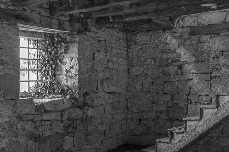 Lost place - room of an abandoned old farm in Istriaの写真素材