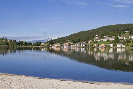 Serraia lake - idyllic small lake on the Pine plain east of Trentoの写真素材
