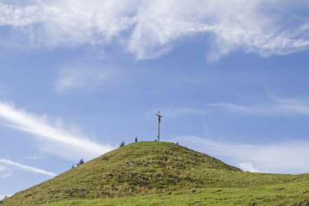 The summit of the rear Hoernle with its unique mountain tops is a popular destination for many hikersの写真素材