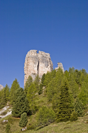 The Cinque Torri, also called 5 towers are a rock formation located in the Dolomites between the Falzaregopass and Cortina d'Ampezzoのeditorial素材