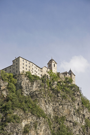 Saeben Monastery - famous religious and cultural attractions tower above the small South Tyrolean town of Klausenの写真素材