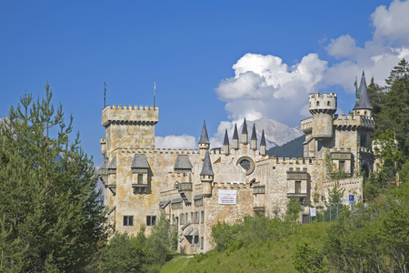 The Playcastle, the copy of a medieval castle in Seefeld in Tirolのeditorial素材