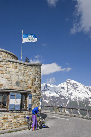 On the Edelweißspitze, the highest point of the Großglockner High Alpine Roadのeditorial素材