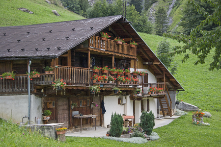 A traditional style farmhouse built in the Hautes Alpes in Savoyのeditorial素材