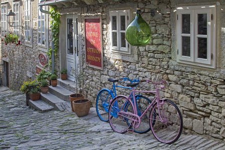 Colorful painted ladies' and men's bicycleのeditorial素材