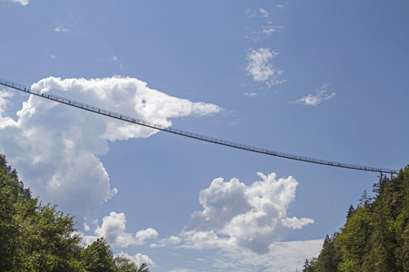 This boldly designed suspension bridge south of Reutte leads over the remote pass in a deep valley...
