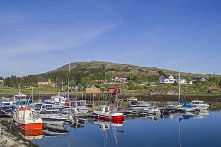 The small fishing port of Lauvoyvagen on the Norwegian island Lauvoy