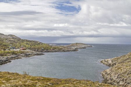 The peninsula Otteroy west of Namsos is framed by Lauvoyfjorden, Rodsunda and Namsosfjordenの写真素材