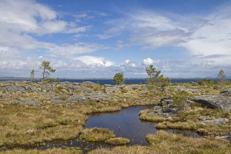 Typical Norwegian Fjell landscape on Tustna in the province of More og Romsdaの写真素材